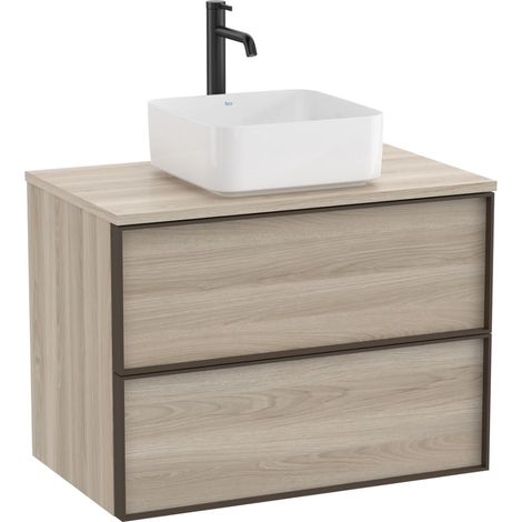 Meuble "INSPIRA" 800 - 2 tiroirs pour vasque à poser (non incluse) - Pin Blanc - Roca (1/2)