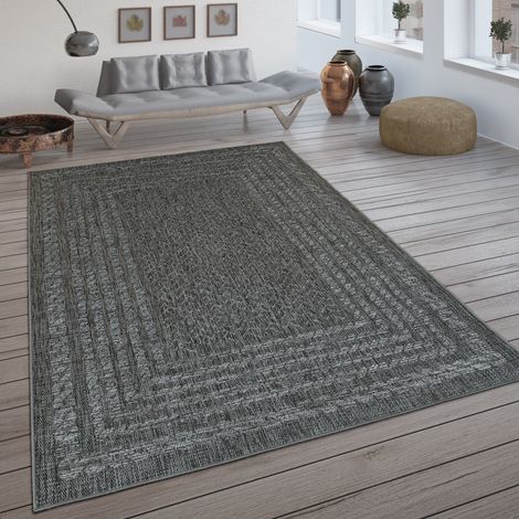 Paco Home In- & Outdoor-Teppich, Flachgewebe Mit Skandi-Muster Und Sisal-Look In Grau 200x290 cm