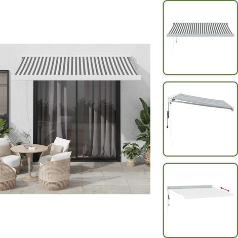 Auvent rétractable anthracite et blanc 3,5x2,5m tissu/aluminium - Auvent Rétractable - Auvents Rétractables - Store - Stores (1/5)