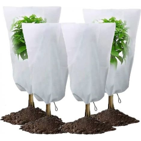 x cm Hivernage Plante Housse Voile Exterieur de Protection pour Plantes avec Cordon Réutilisable 4 Pack 60 80 (1/4)