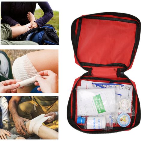 Trousse de premiers secours, trousse d'urgence pour véhicules et randonnées, trousse de premiers secours en cas d'incendie domestique, sac à médicaments portable, ensemble de 14 pièces (1/5)