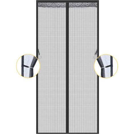 Moustiquaire magnétique pour porte ou fenêtre, 70 x 210 cm, rideau anti-mouches et insectes, maille fine, fermeture automatique avec bandes adhésives et aimants (1/4)