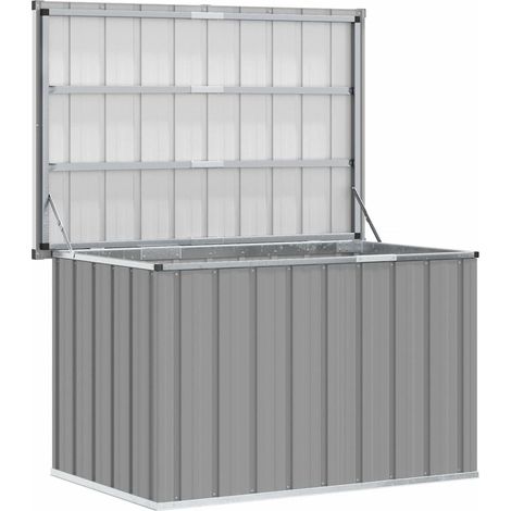 Coffre de rangement de jardin en acier galvanisé et plastique – 109 x 67 x 65 cm, 0,31 m³, gris, résistant à l'eau (1/4)