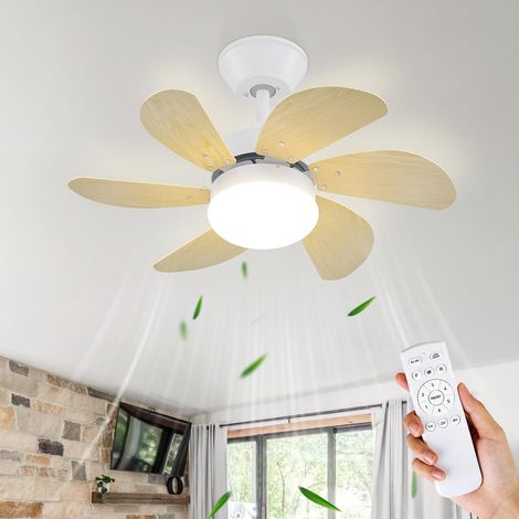 Ventilateur de plafond silencieux avec éclairage - Lampe de salon  Ø75 cm aspect bois - Plafonnier E27 - Idéal été/hiver pour chambre, salle à manger ou table (ampoule non incluse) (1/5)