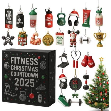 Calendrier de l'Avent de Noël - Compte à rebours - Pendentif 2D en acrylique - Accessoire de fitness - Compte à rebours - Pour adultes, yoga, bureau, chambre à coucher, salon, fenêtre, porte (1/5)