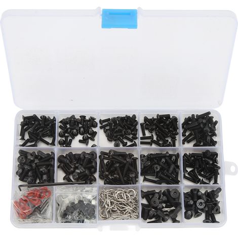 522 Pièces Vis Haute Résistance pour Voitures RC 1/8 1/10 avec Boîte de Rangement - Kit Multi-Tailles Filetage Clair (1/5)