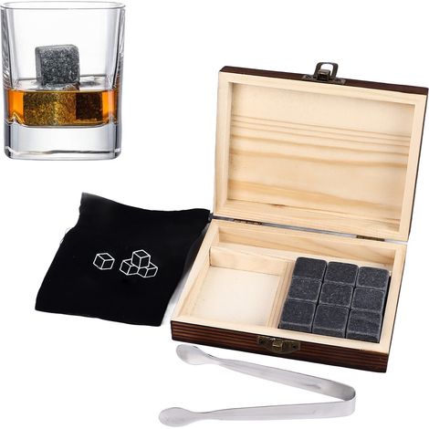 Whisky-Steine, schnell gefrierende Eissteine, wiederverwendbar, ideal zum Verschenken, verpackt in einer Holzbox. (1/5)