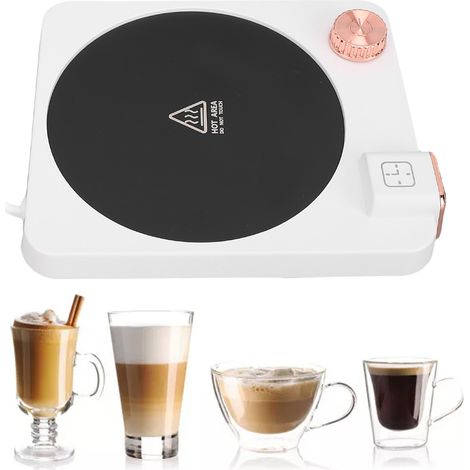 Calientatazas eléctrico con 9 ajustes de temperatura, función de apagado automático, para café, té y leche de sobremesa, color blanco, enchufe estadounidense, 110 V, ABS/PP, tamaño 11,3 cm. (1/5)