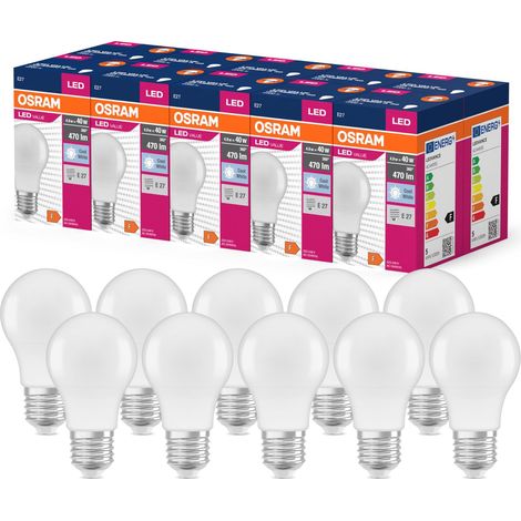 OSRAM Valore a stella a LED Classic LED A40 per socket E27, forma della pera, FR, 470 lumen, bianco freddo, 4000k, sostituzione per lampadine da 40w convenzionali, non dimmerabile, 10 pacchetti
