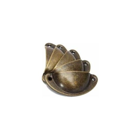 Lot de 10 poignées vintage en forme de coquillage pour tiroirs, armoires, meubles de cuisine, boutons de porte de placard rétro en fer incurvé, 8,2 cm x 3,5 cm, laiton antique- Crezuo (1/4)