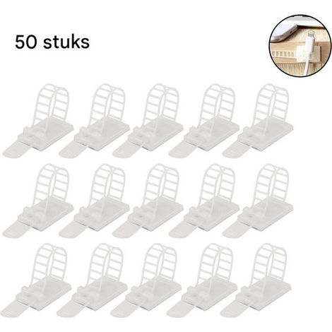 50 fermacavi regolabili con strisce adesive e fori per viti. Fascette in nylon e morsetti per cavi per una gestione ordinata dei cavi sulle scrivanie. (1/5)
