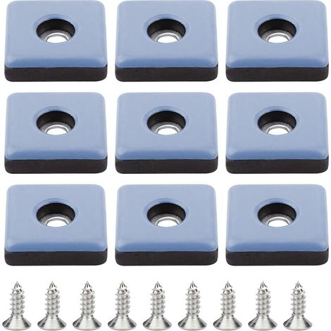 24 Pieces Patins en Téflon à Visser 25x25mm Patins Meubles PTFE Patins de Meubles Carré avec Vis Téflon Pied de Chaise avec Visser Patins Carrés PTFE Tampon Chaise Patin Glisseur