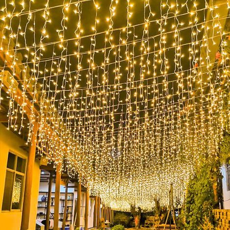 RCBBETT ZA SAS Rideau lumineux style glaçon, 6 m x 3 m 600 LED blanc chaud, 8 modes, étanche, sur secteur, décoration de Noël pour fenêtre, mur, balcon, intérieur et extérieur (1/5)