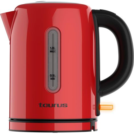 Bouilloire inox 1 L rouge – 2400 W, arrêt automatique