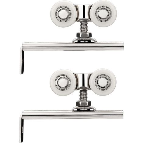 2 pièces de roulettes pour porte coulissante, 4 roulettes en bois pour porte suspendue, rail et poulie pour porte coulissante (1/5)