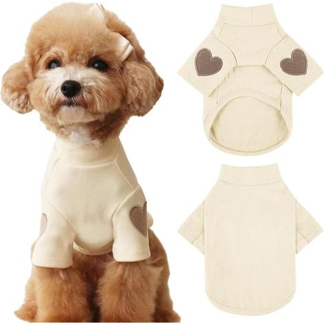 Fleece Sweater for Small Medium Dogs - Warm Pet T-Shirt - Dog Clothes with Heart Print - Fleece Sweaters (1/4)