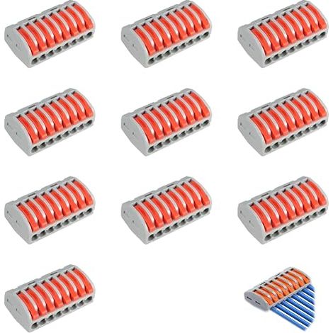 8 Port Lever Electric Cable Connectors, Compact Fire Retardant Nylon Connectors, Quick Installation for Home and Building Wiring.