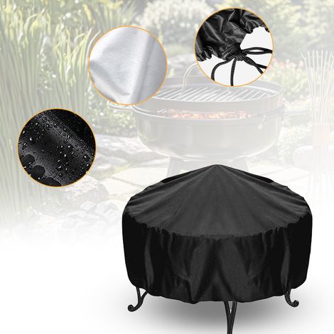 Housse de protection pour brasero rond noir étanche Oxford couverture pour brasero extérieur barbecue anti-poussière 
10245cm (1/5)
