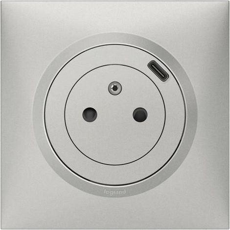 Legrand Presa USB Alluminio Caricatore Tipo-C 2P+T