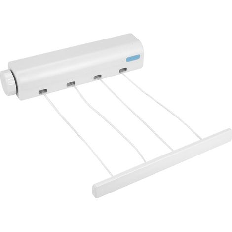 Tendedero telescópico retráctil para ropa, apto para interiores y exteriores, de pared, 4 tendederos, con cuerda para tender la ropa. (1/4)