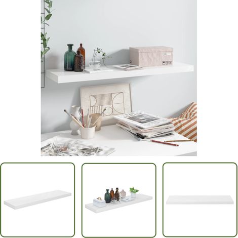 Étagère métallique - vidaXL Étagère murale flottante Blanc brillant 90x23,5x3,8 cm MDF - Étagère en nid d'abeille (1/5)