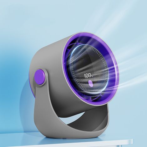 Ventilateur de table, ventilateur USB à affichage numérique, petit ventilateur électrique silencieux, portable pour chambre, bureau, dortoir, chevet, maison (1/4)