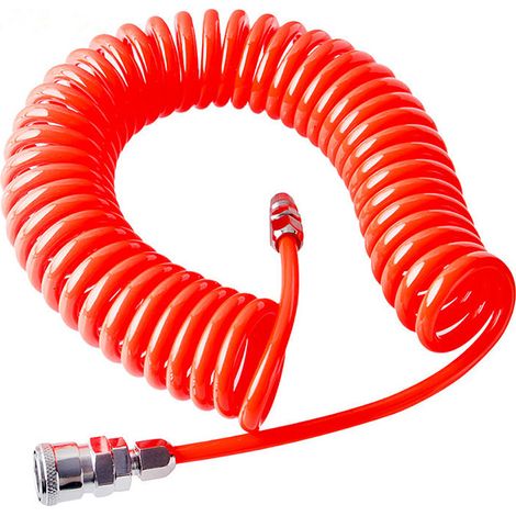 Tuyau pneumatique spiralé en PU avec connecteur rapide, tube télescopique à ressort pour air comprimé (1/4)