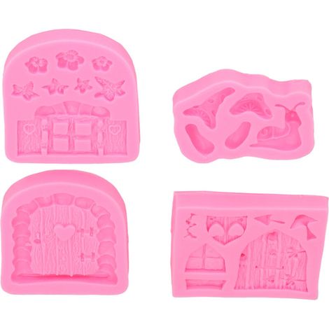 Vtizikl Moules à Gâteaux en Silicone, Moules à Cupcakes Enchantés Vintage Fée Jardin Moule en Silicone Porte Champignon Fleur Motif Moules à Chocolat pour Maison Boulangerie 4 Pièces (1/4)