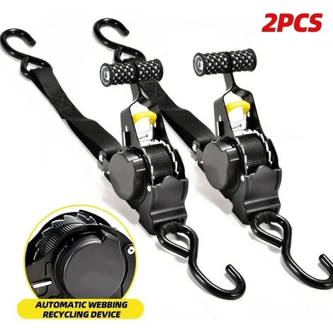 Manuzen - Sangle d’arrimage à cliquet rétractable – Lot de 2 sangles