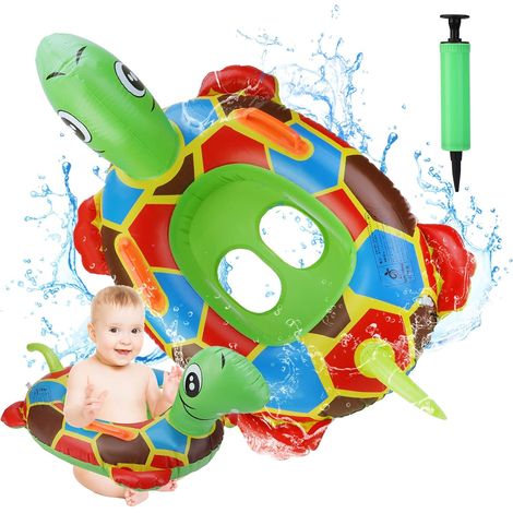 Bouée de natation pour bébé en forme de tortue, flotteur gonflable en PVC pour bébé, siège flottant de sécurité, bateau rond avec double poignée pour tout-petit (1/5)