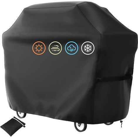 Housse Barbecue Exterieur, Housse Barbecue, Housse Plancha Exterieur, Bache Barbecue Exterieur, Con Bolsa de Almacenamiento y Cordón Ajustable, Protección Polvo/Viento/UV (145x61x117cm) (1/5)