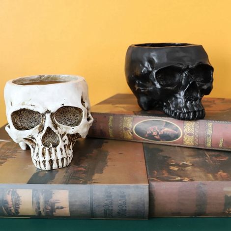 Cranium En Résine - Pot À Plantes En Forme De Tête De Mort - Décoration Intérieure - 1 Pièce (1/5)