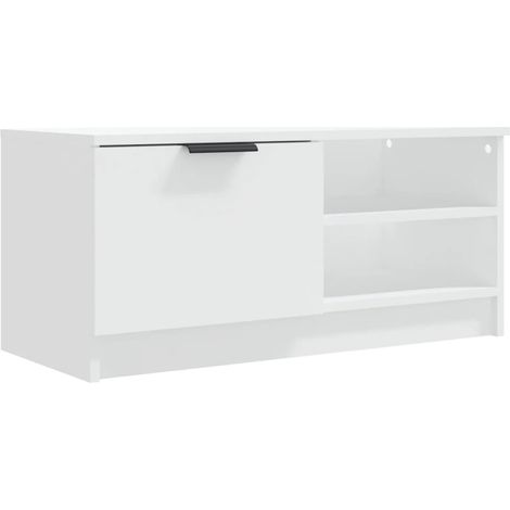 Mueble TV multimedia estantería para televisión buffet para televisión comedor salón dormitorio 80 x 35 x 36,5 cm madera contrachapada blanca 020026267