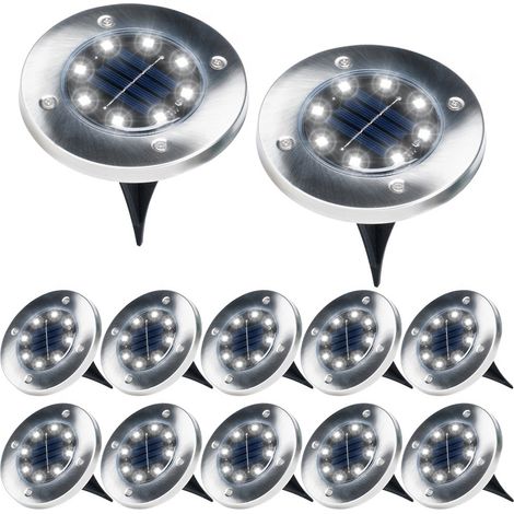 Solar-LED-Gartenlampen, Stahl, eingeschlagen, 11,5 cm, 12 Stk.