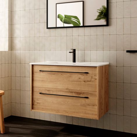 BATHME LENNOX Mueble de Baño con Lavabo de Encimera Roble Ostippo - Medida: 60 cm - ref: B20021