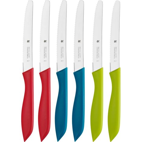 Lot de 6 couteaux à petit-déjeuner à lame dentelée en acier spécial avec manche en plastique Multicolore 23 cm (1/5)