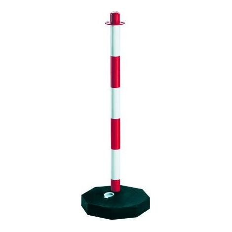 Poteaux de délimitation à chaîne 90 cm – Base remplissable d'eau ou de sable – Corps rouge et blanc pour signalétique