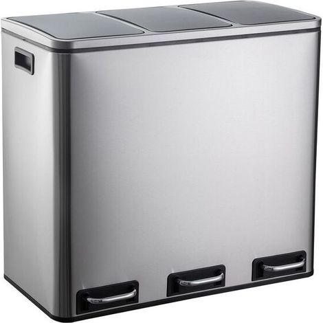 [GEBRAUCHT] B-Ware hjh OFFICE Abfallsammler Mülleimer Mülltrennsystem Metallbehälter silber 54 l (1/2)