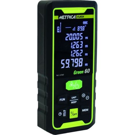 METRICA GREEN 60 DISTANZIOMETRO LASER VERDE MISURATORE METRO DISTANZA DIGITALE (1/8)