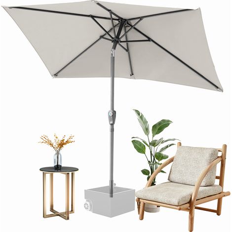 Randaco Sonnenschirm 140x210cm, Gartenschirm, knickbar, Schirmtuch mit PA-Beschichtung, UV-Schutz bis UPF 50+, ohne Ständer, Beige