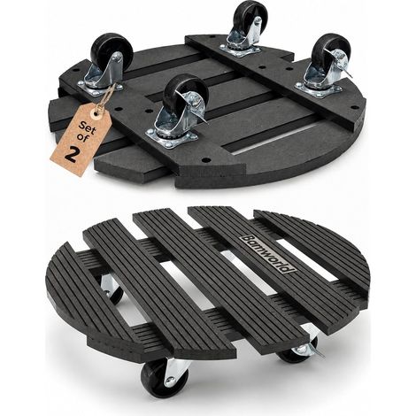 Lot de 2 supports à roulettes robustes en WPC de 30,5 cm, capacité de 136,1 kg pour pot de fleurs en bois composite et plastique pour intérieur et extérieur, terrasse (1/5)