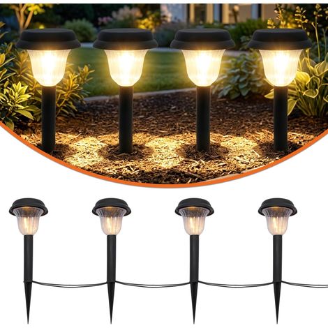 4er Set LED Wegeleuchte aus Kunststoff in schwarz jeweils ca. 35 x 11,5 cm kabelgebunden inklusive wasserfestem Netzstecker