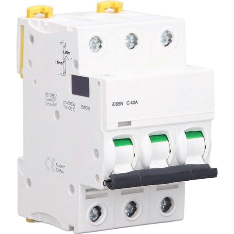 Disjoncteur miniature tripolaire 400 V pour montage sur rail DIN, interrupteur de protection contre les surcharges basse tension IC65NC40A(40