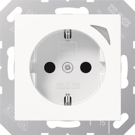 JUNG HOME Presa SCHUKO®, 16 A 250 V , con indicatore di funzione, SAFETY+, serie AS/A, bianco alpino BT A 1521 S WW