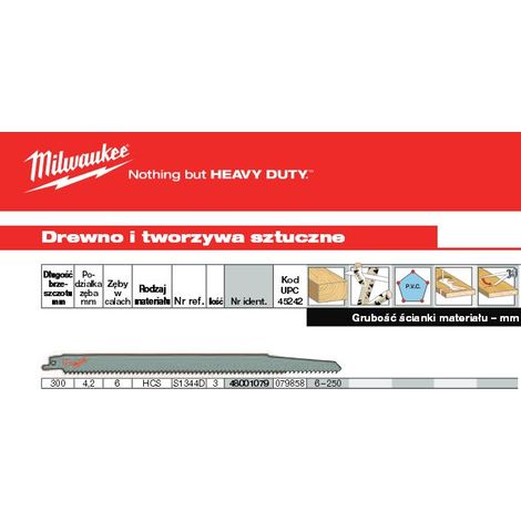 MILWAUKEE HOJA SIERRA SABLE MADERA/PLASTICO 6 300 (3 U.