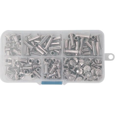 80 pièces 5 tailles en vis de liaison en métal, vis Chicago, rivet à vis en acier inoxydable pour bricolage, décoration en cuir (1/5)