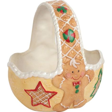 Cestino di dolci natalizio in ceramica a forma di omino di pan di zenzero, 14 cm (1/2)