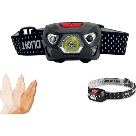 LED-Stirnlampe, extrem leistungsstarke LED-Stirnlampe, leistungsstarke Stirnlampe, batteriebetriebene Stirnlampe, Campingzubehör, zum Angeln, Laufen und Campen, Schwarz (1/5)