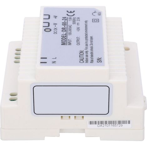 Alimentation à découpage DIN Rail 24V 60W, équipement industriel, entrée 100-240VAC, sortie unique, DR-60-24 (1/5)