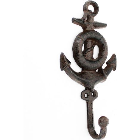 Signes Grimalt Pecha Anchor 1 pomello grigio per appendiabiti - 20x10x5 cm, decorazione vintage in metallo